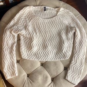 H&M white knit crop sweater